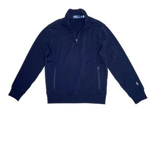 Polo by Ralph Lauren Navy Wool Quarter Zip Sweater With Pockets